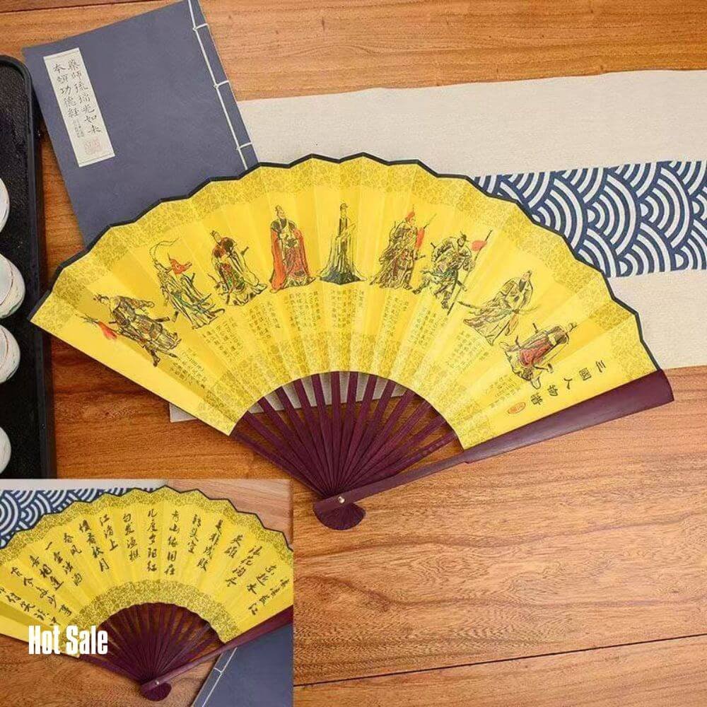 Wholesale The Three Kindom Figure Pattern Chinese Folding Fan of Shao Lin Si