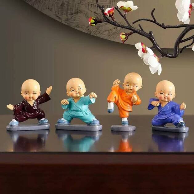 4 Chinese Sytlish Shaolin Martial Monks For Home and Garden Decoration