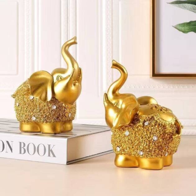 Buy Best Little Golden Elephant Ornament For Home and Office On Sale