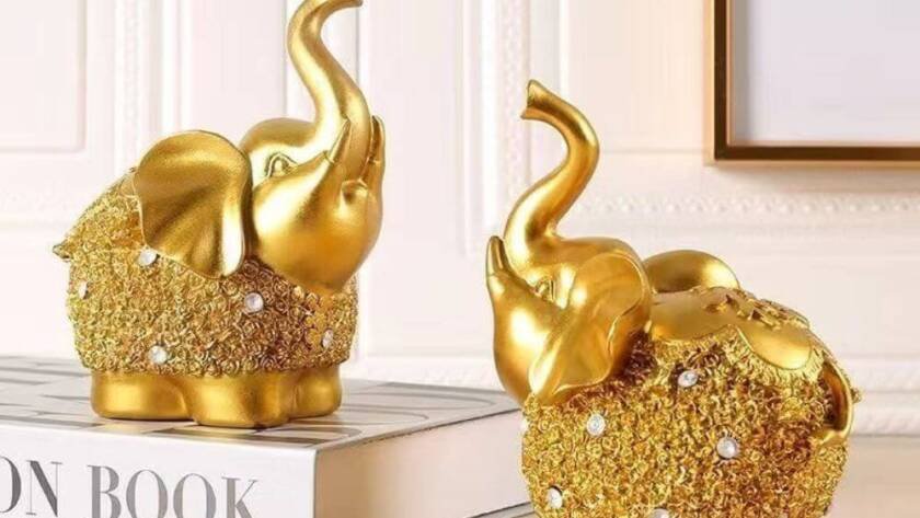 Buy Best Little Golden Elephant Ornament For Home and Office On Sale
