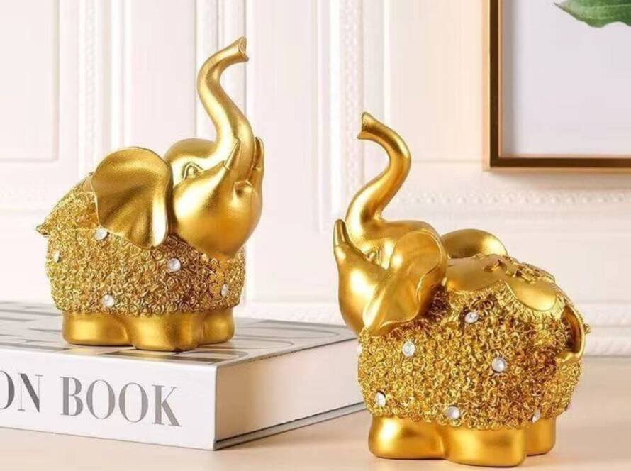 Buy Best Little Golden Elephant Ornament For Home and Office On Sale