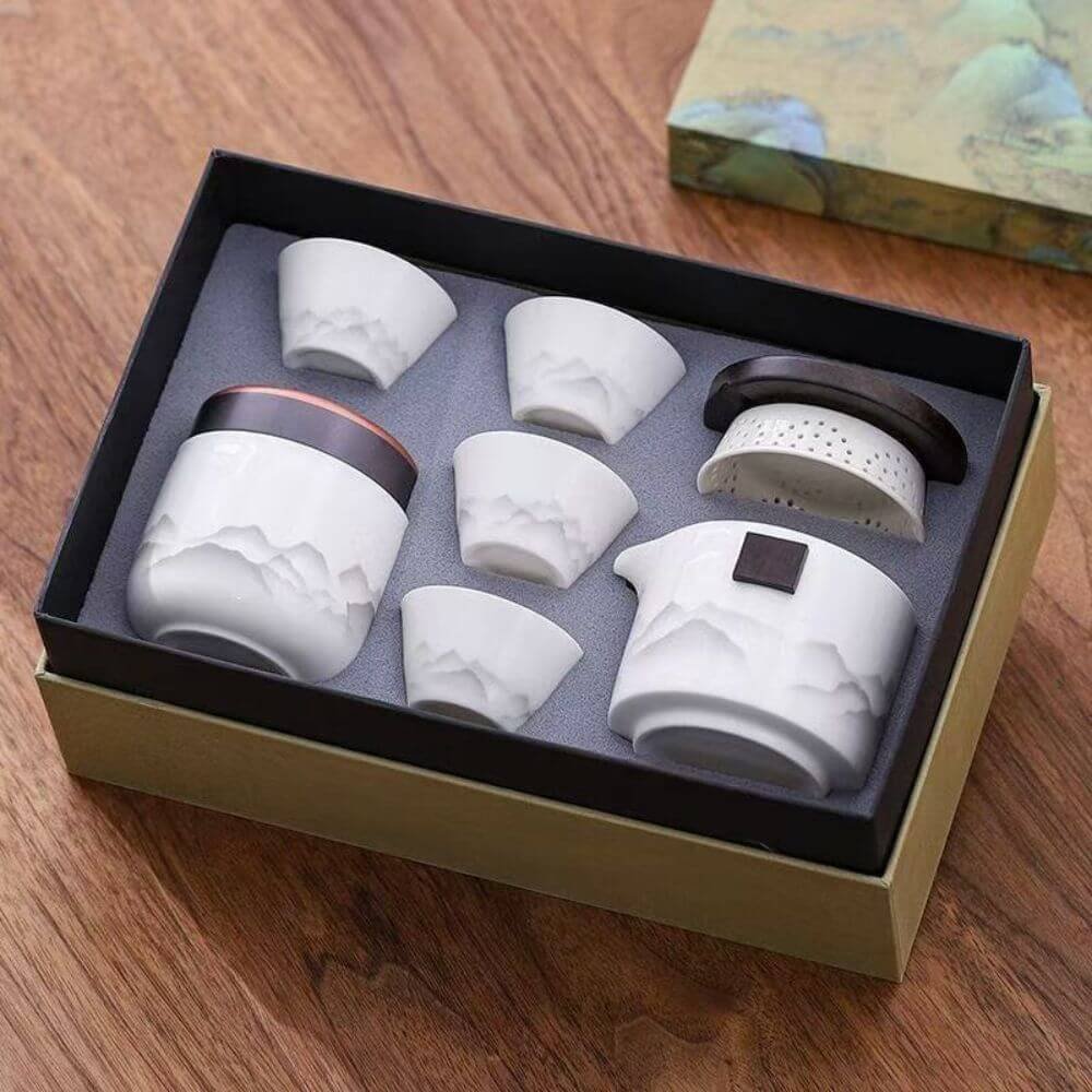 Buy Chinese Kungfu Tea Business Ceremonial Set With Ceramics Cups and Pots Online
