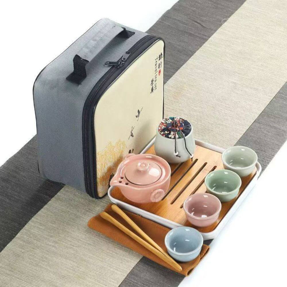 Ceramics Tea Cut One Set With Portable Traveling Bags