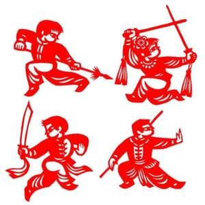 China Traditional Shaolin Martial Art Paper-Cut Window Decor