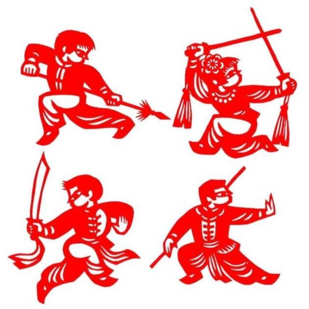 China Traditional Shaolin Martial Art Paper-Cut Window Decor
