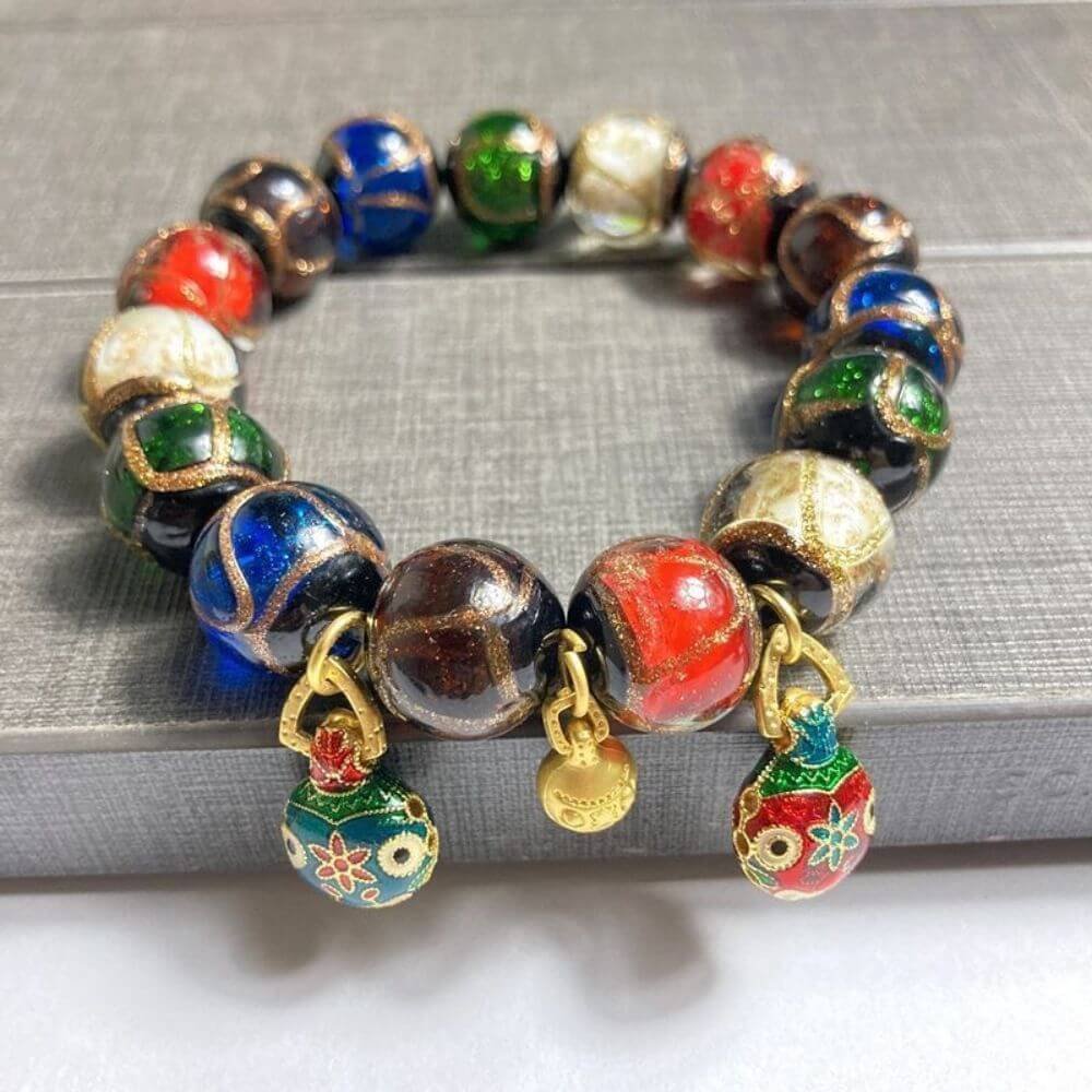 Insense Ash Made With Chinese Liuli Art Glass Bracelet For Zen Peace